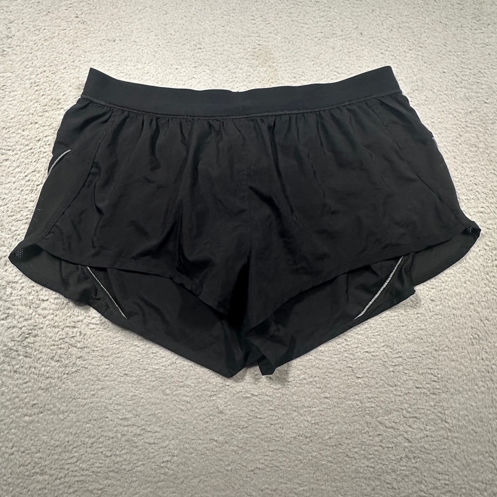 Victoria Sport Running Shorts Women L Black Reflective Zipper Pocket Athletic